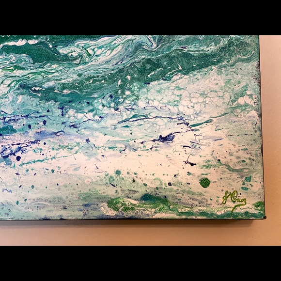 Acrylic painting original art work Ocean signed artist J. Cruz seascape beach - Picture 8 of 10